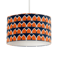 Navy Blue and Orange Retro Geometric  Design Lampshade, Ceiling or Table Lamp Shade