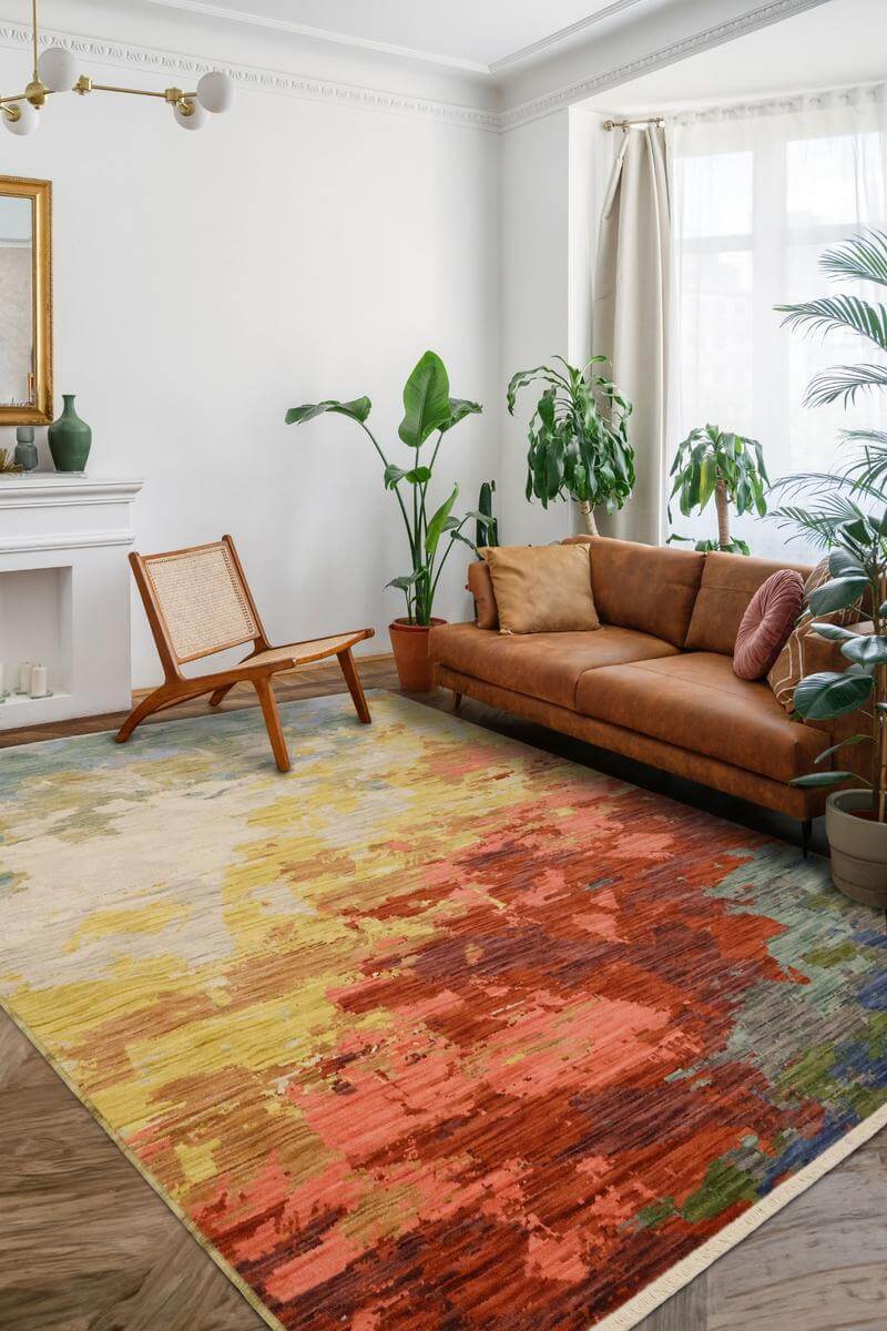 Nomad Abstract Multicoloured Wool-Blend Rug