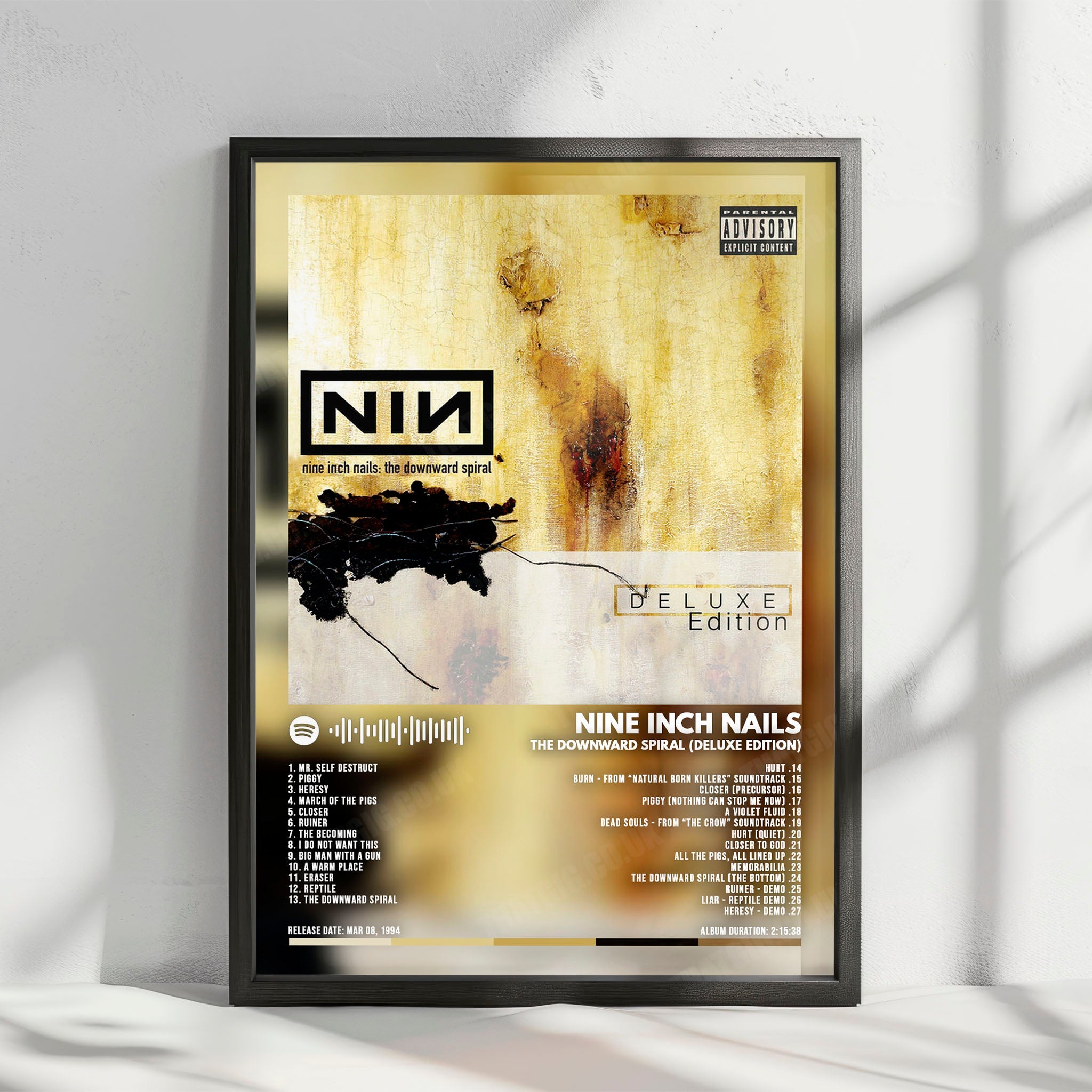 Nine Inch Nails "The Downward Spiral" Album Cover Poster - with Complete Tracklist