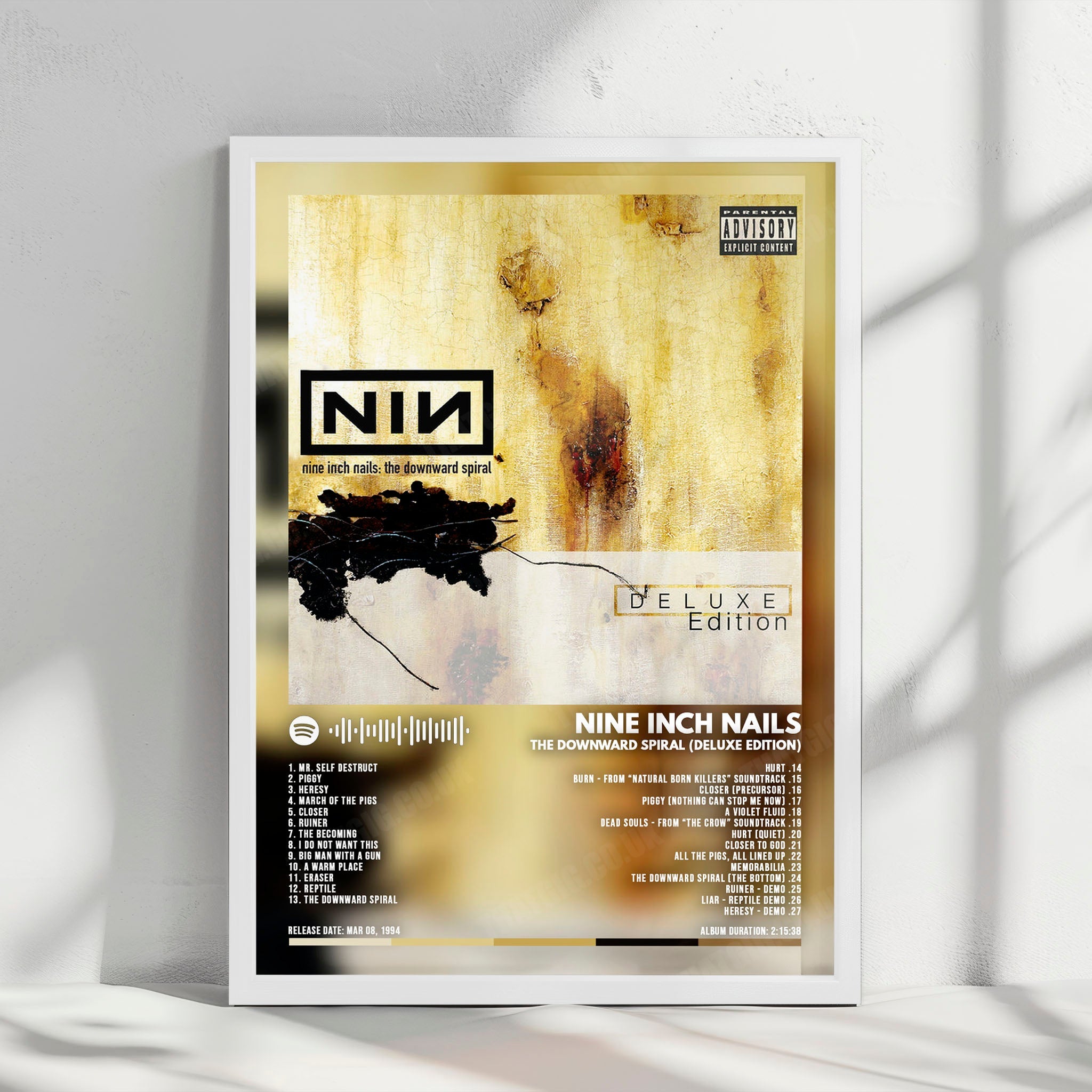 Nine Inch Nails "The Downward Spiral" Album Cover Poster - with Complete Tracklist