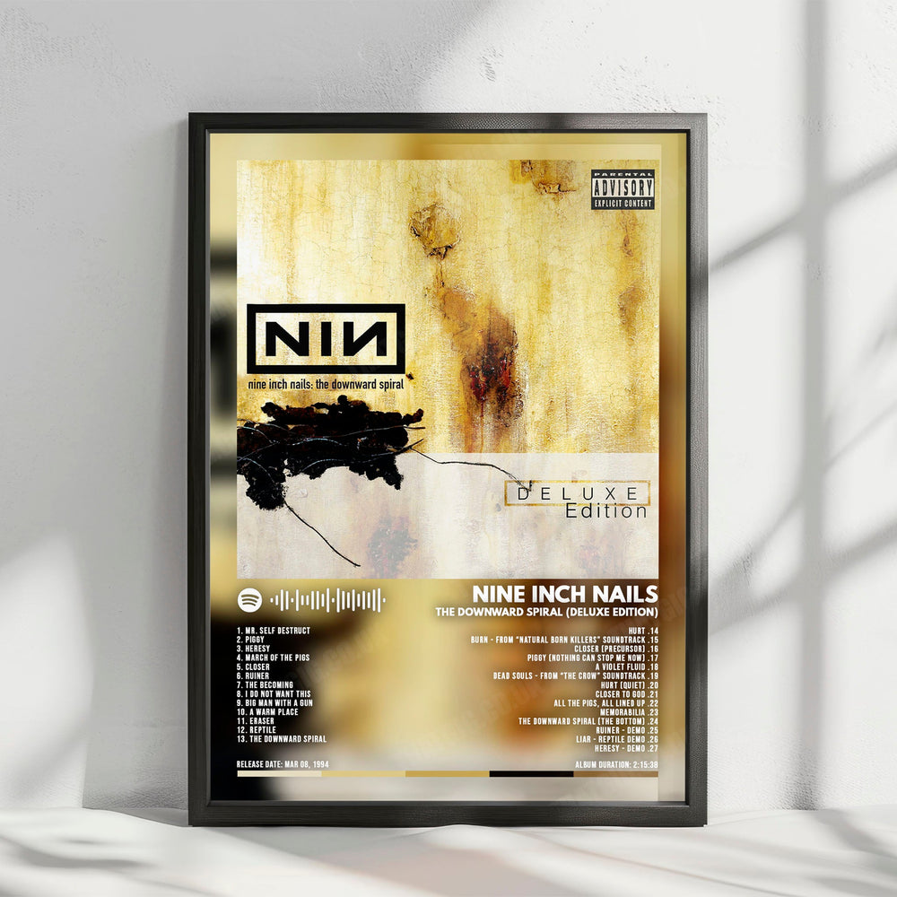 Nine Inch Nails "The Downward Spiral" Album Cover Poster - with Complete Tracklist