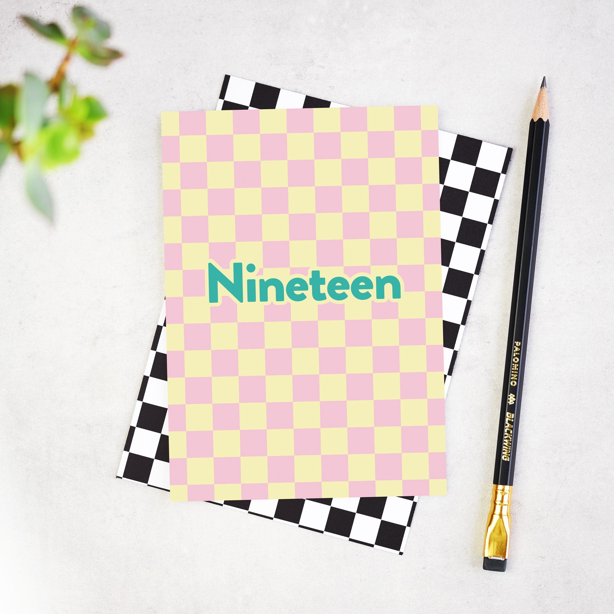 Nineteen Checkerboard Stylish 19th Birthday Card