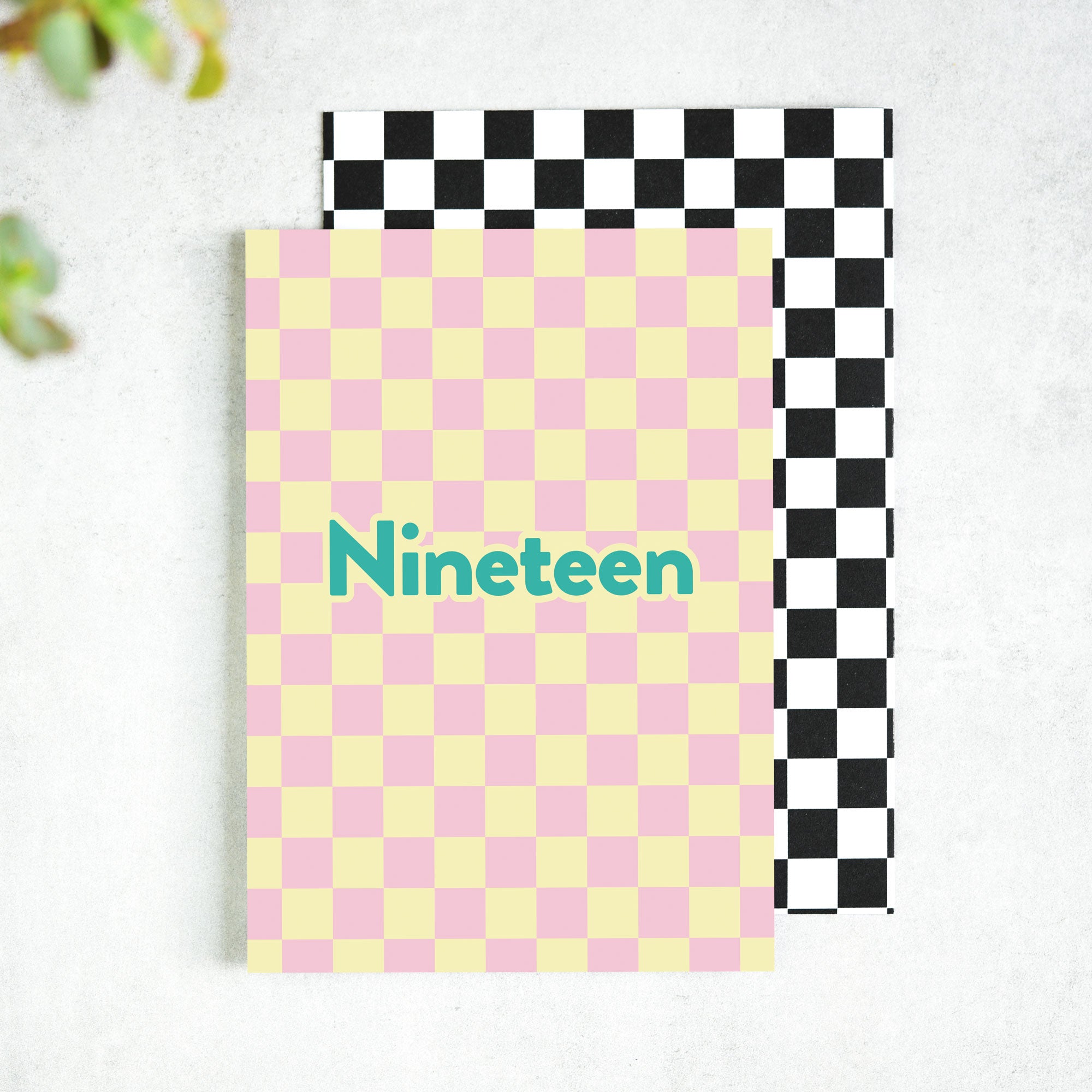 Nineteen Checkerboard Stylish 19th Birthday Card