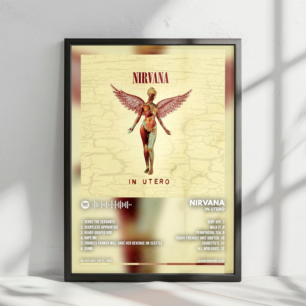 Nirvana "In Utero" Album Cover Poster - with Complete Tracklist