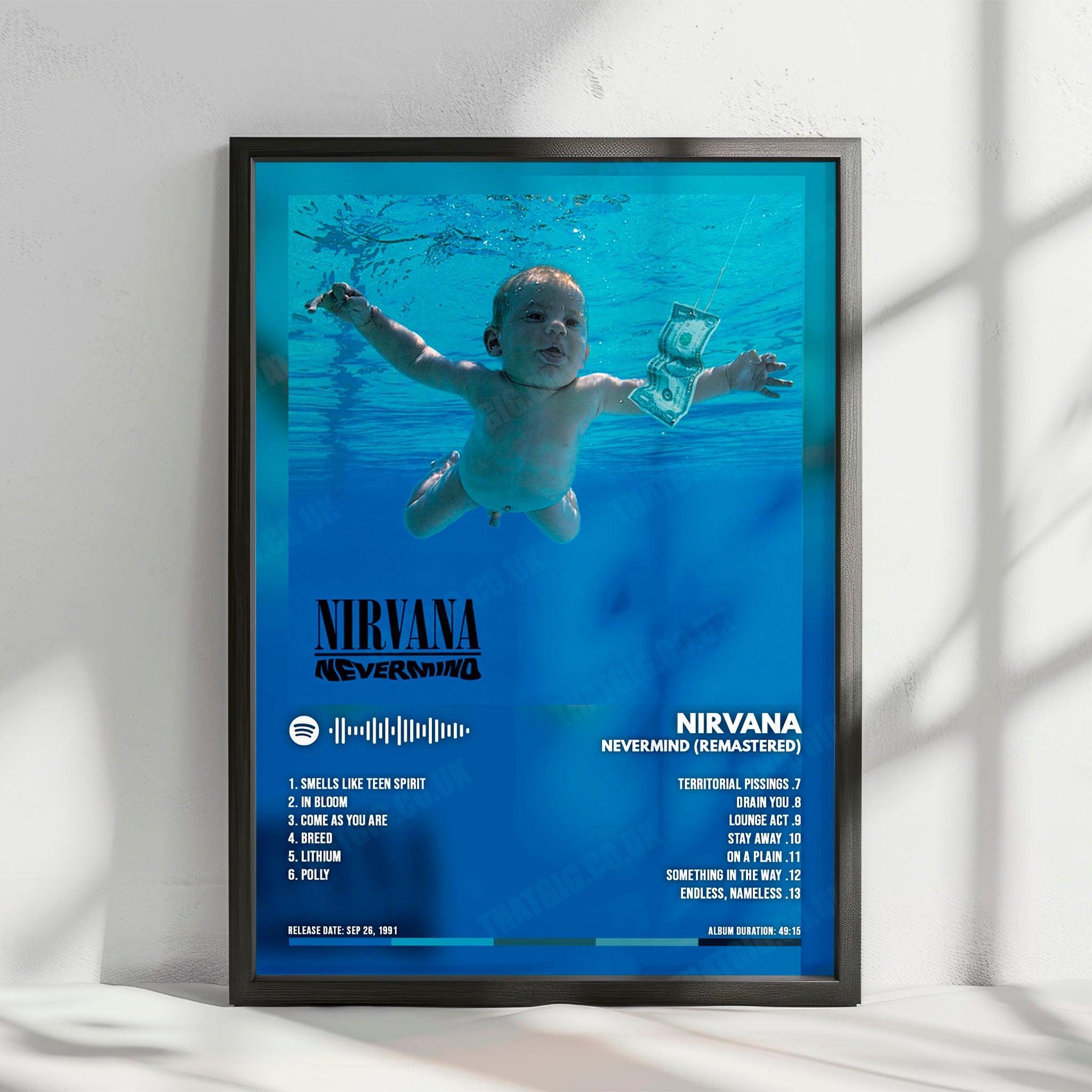 Nirvana - "Nevermind" Album Poster - with Complete Tracklist
