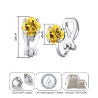 Yellow Crystal Clip On Earrings Created with Zircondia® Crystals