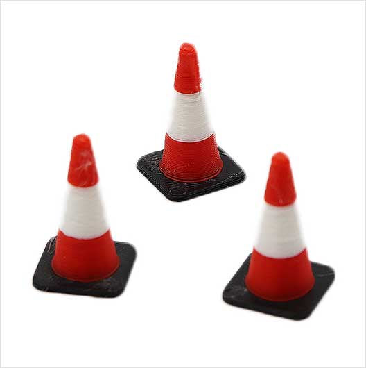 O Scale | Pre-Coloured | Red and White Traffic Cone