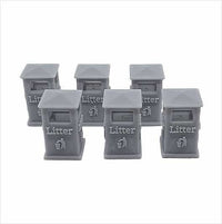 O Scale | Ready to Paint | Civic Litter Bin - Style 2 (6 pack)