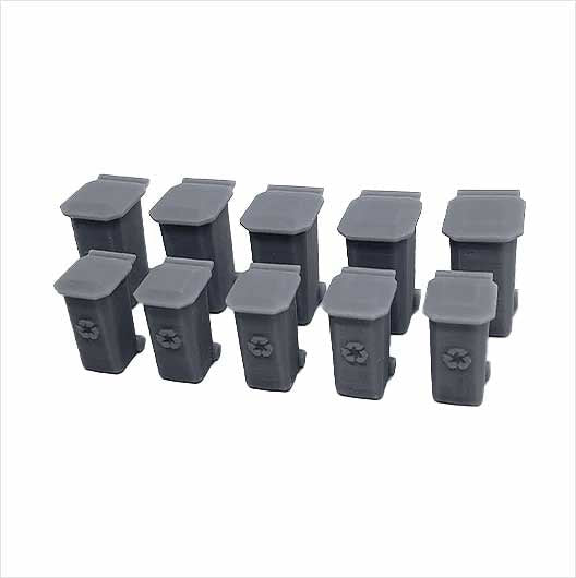 O Scale | Ready to Paint | Wheelie Bin (10 pack)