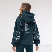 Fashionable printed thick versatile long sleeved loose hooded hip-hop hoodie