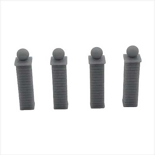 OO Scale | Ready to Paint | Brick Wall Pier with Ball-Style Caps (4 pack)