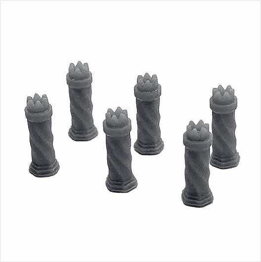 O Scale | Ready to Paint | Chimney Pot - Tudor-Style 1 (6 pack)