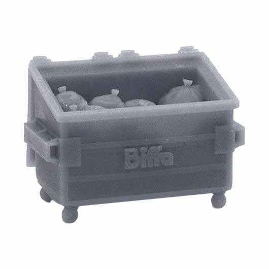 OO Scale | Ready to Paint | 1100 Litre Four Wheel Bin with Open Lids