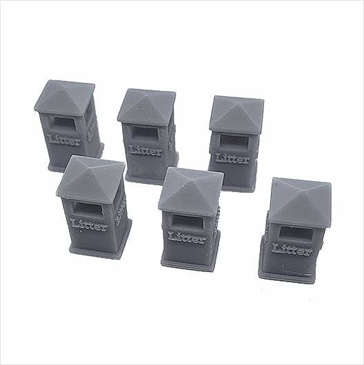 OO Scale | Ready to Paint | Civic Litter Bin - Style 1 (6 pack)