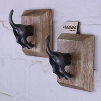 Odhari Dog Tail Hooks - Set of 2 Antique Silver & Gold Wall Decor