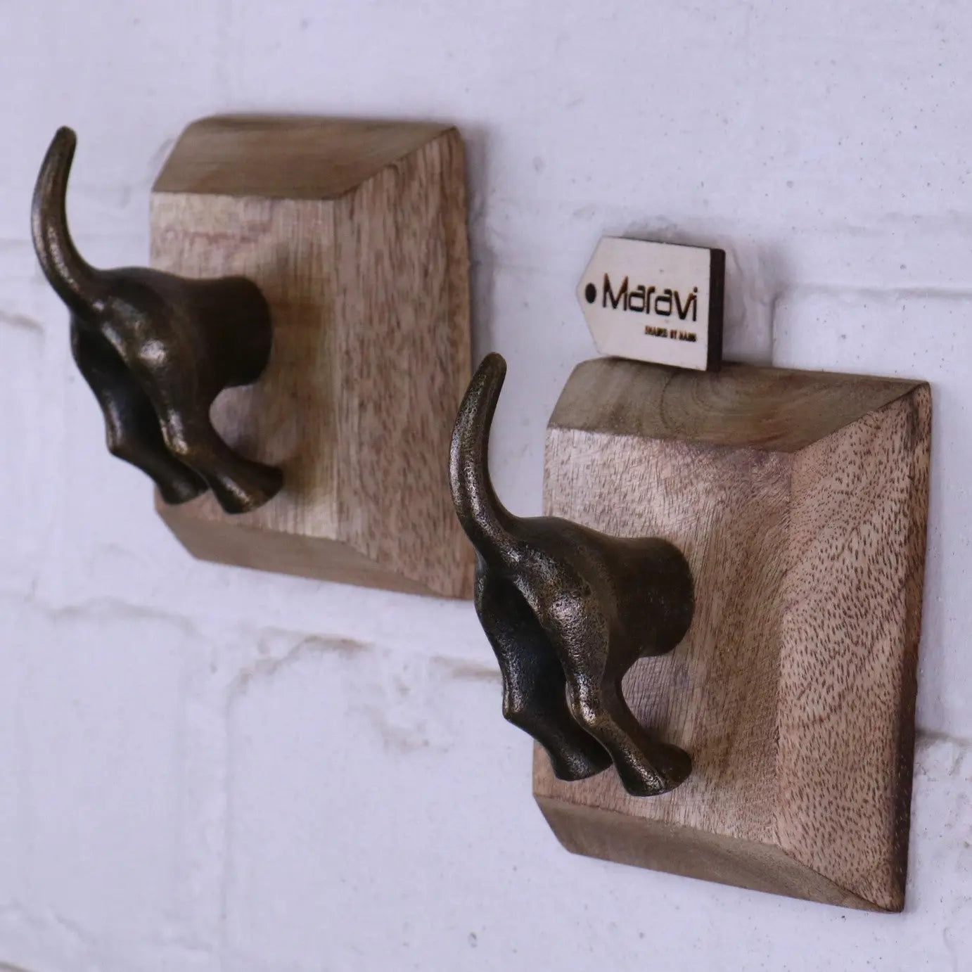 Odhari Dog Tail Hooks - Set of 2 Antique Silver & Gold Wall Decor