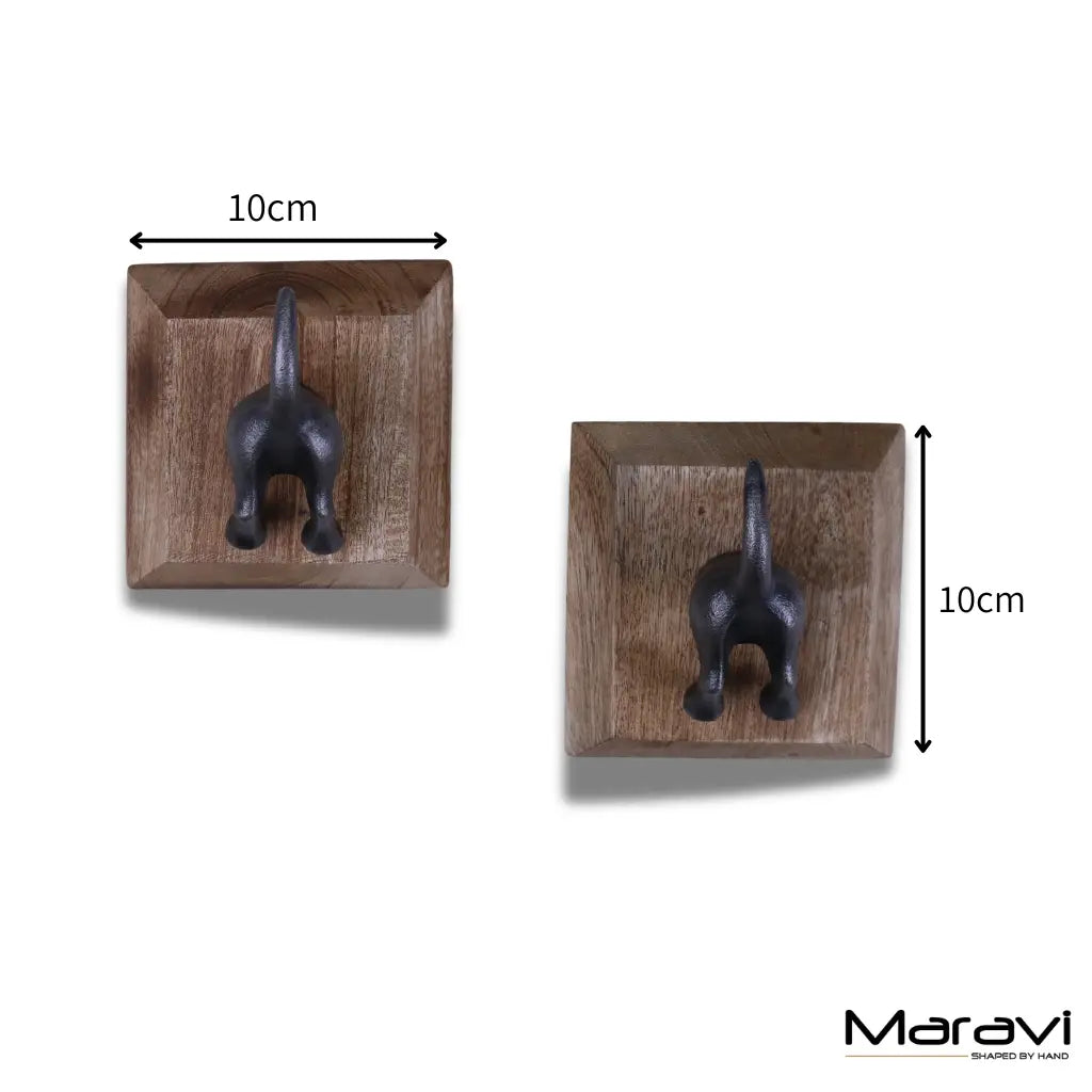 Odhari Dog Tail Hooks - Set of 2 Antique Silver & Gold Wall Decor