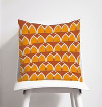 Orange and Yellow Geometric Arches Design Cushion, Throw Pillow