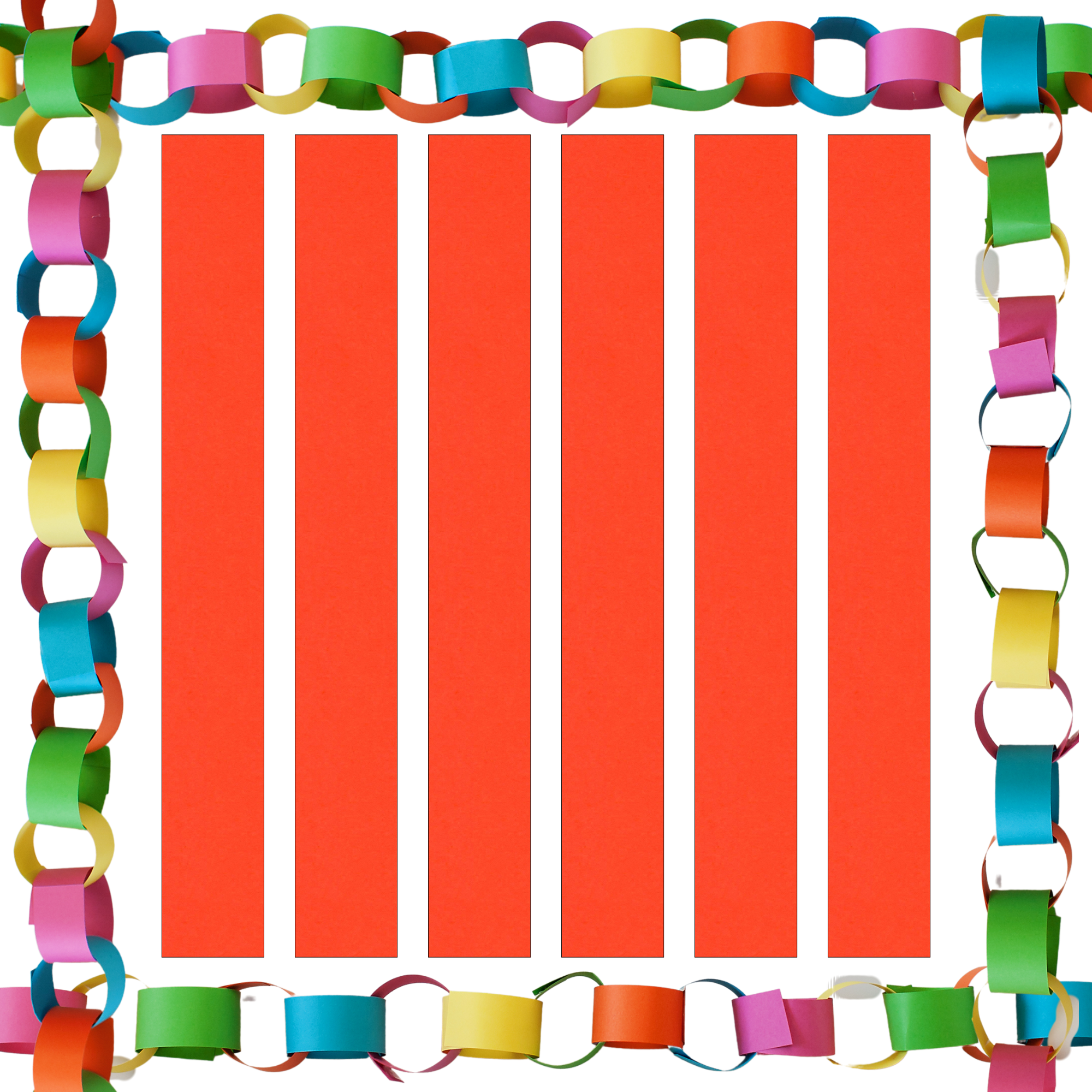 Orange Paper Chain Card Strips. 5 Meter / 16 Feet Long. Wedding Party Decor