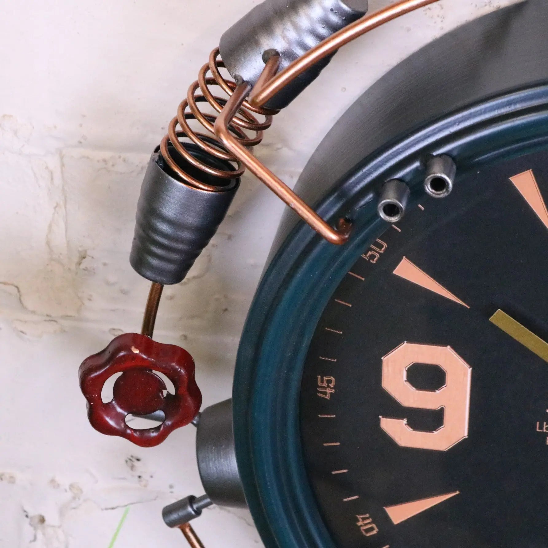 Orika Industrial Steampunk Wall Clock with Copper Accents