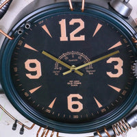 Orika Industrial Steampunk Wall Clock with Copper Accents