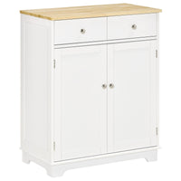 Kitchen Floor Cabinet Side Storage Cupboard Multi-use Sideboard Table with Solid Wood Top