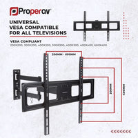 ProperAV TV Wall Bracket (37" - 70" / 35kg Capacity / VESA Max. 600x400) - Black