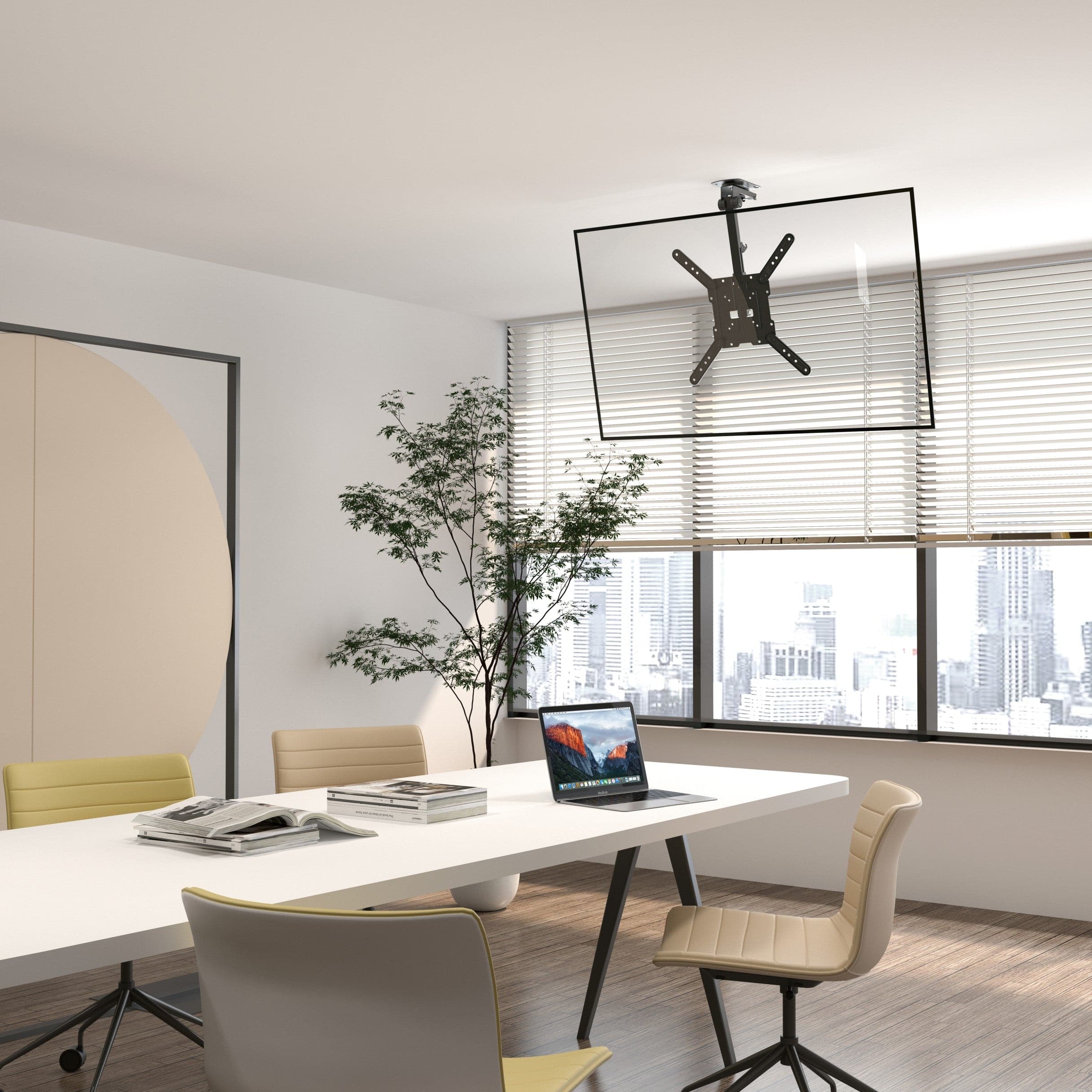 ProperAV Retractable Fold-Up Ceiling TV Bracket (23" - 55" / 20kg Capacity / VESA Max. 400x400) - Black