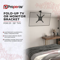 ProperAV Retractable Fold-Up Ceiling TV Bracket (23" - 55" / 20kg Capacity / VESA Max. 400x400) - Black