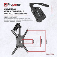 ProperAV Retractable Fold-Up Ceiling TV Bracket (23" - 55" / 20kg Capacity / VESA Max. 400x400) - Black