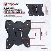 ProperAV Flat TV Wall Bracket (23" - 43" / 25kg Capacity / VESA Max. 200x200) - Black