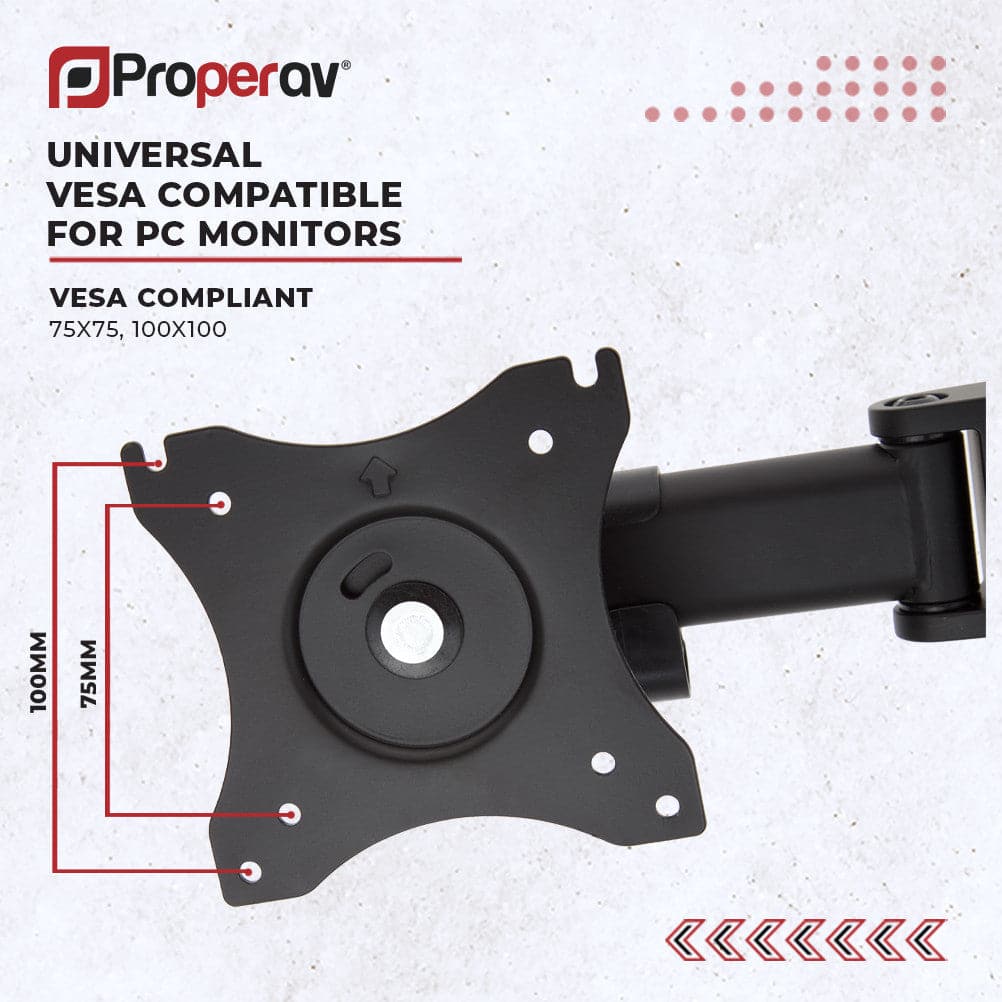 ProperAV Desk Monitor Mount 17" - 32" Extra Height Dual Articulated Swing Arm VESA Max 100x100