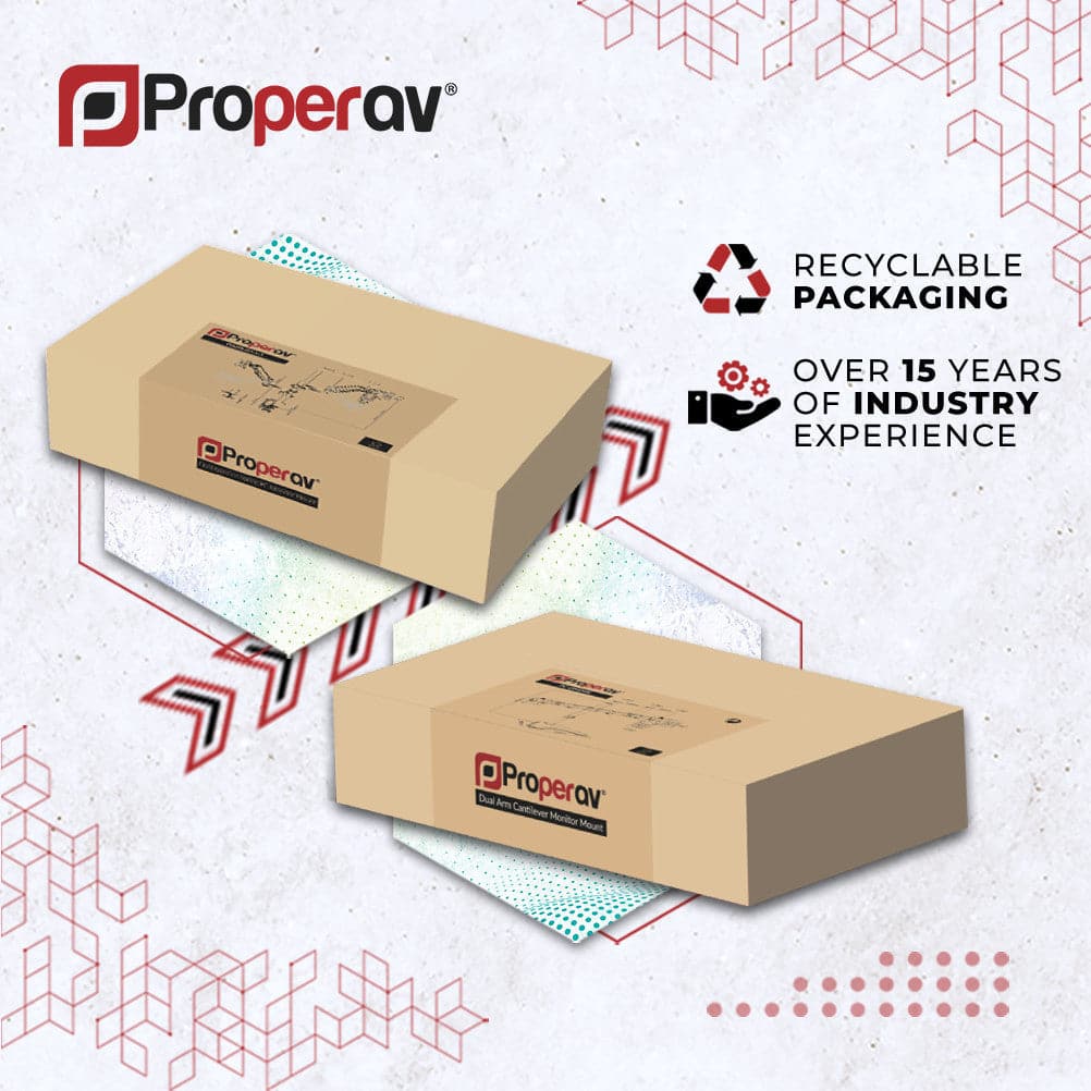 ProperAV Desk Monitor Mount 17" - 32" Extra Height Dual Articulated Swing Arm VESA Max 100x100