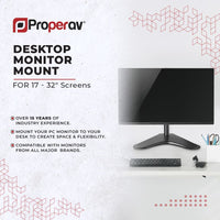 ProperAV Desk Monitor Mount 17" - 34" Freestanding Base VESA Max 100x100