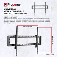 ProperAV Flat TV Wall Bracket (60" - 120" / 120kg Capacity / VESA Max. 900x600) - Black