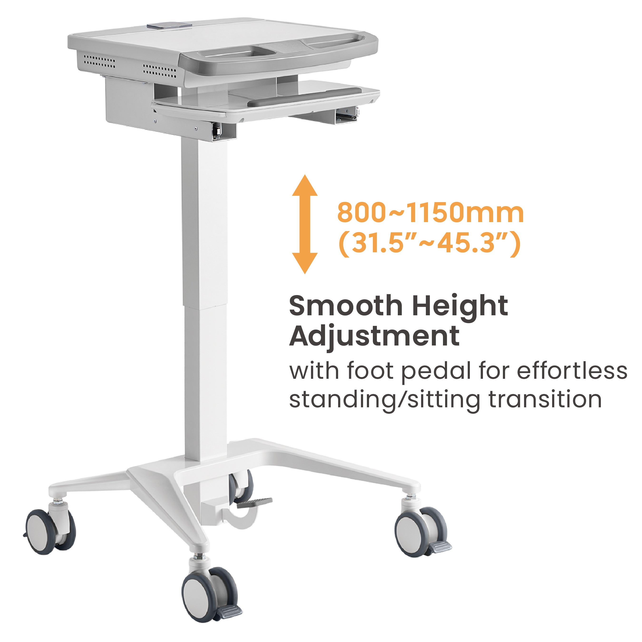 ProperAV Mobile Medical Trolley Cart