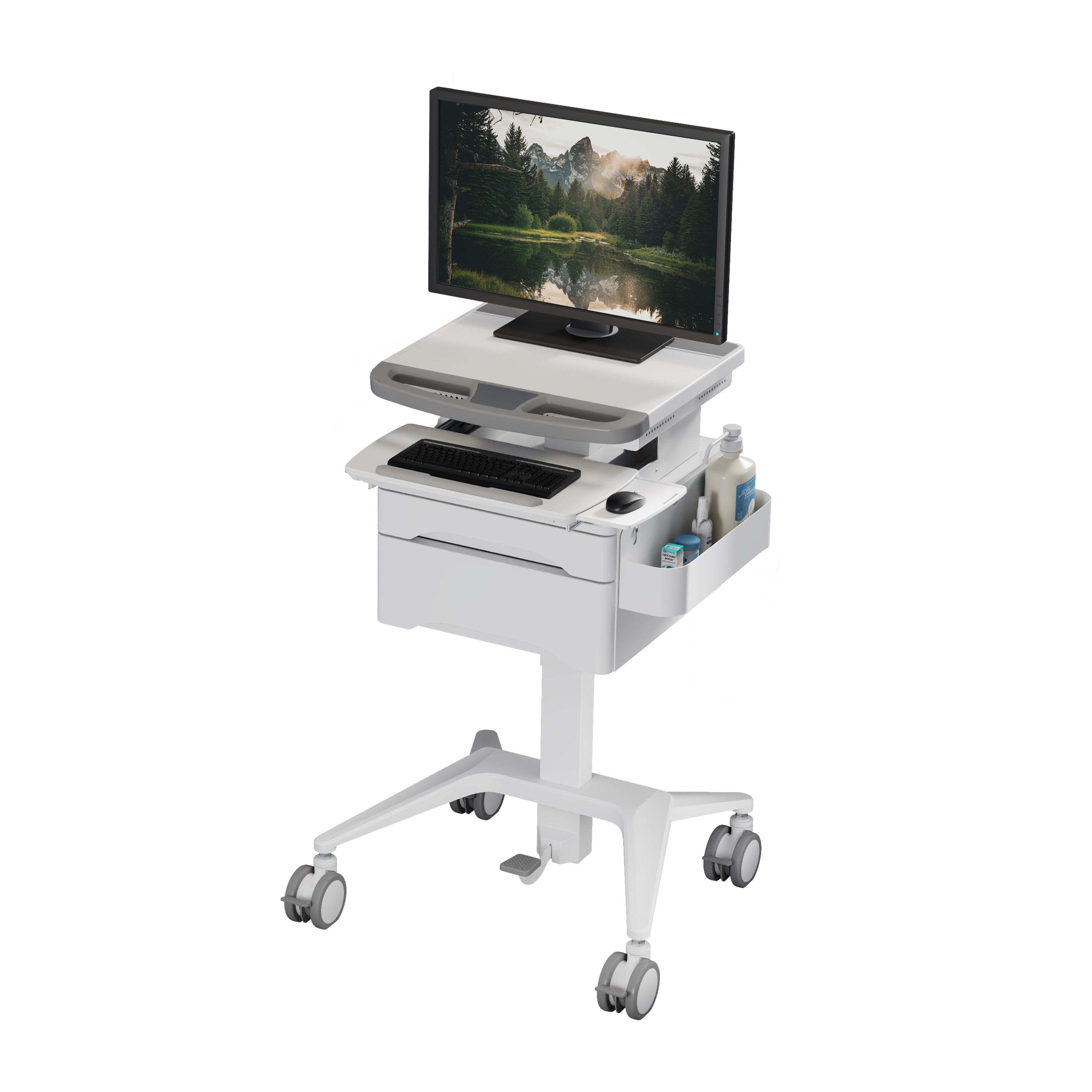 ProperAV Mobile Medical Trolley Cart with Two Drawers