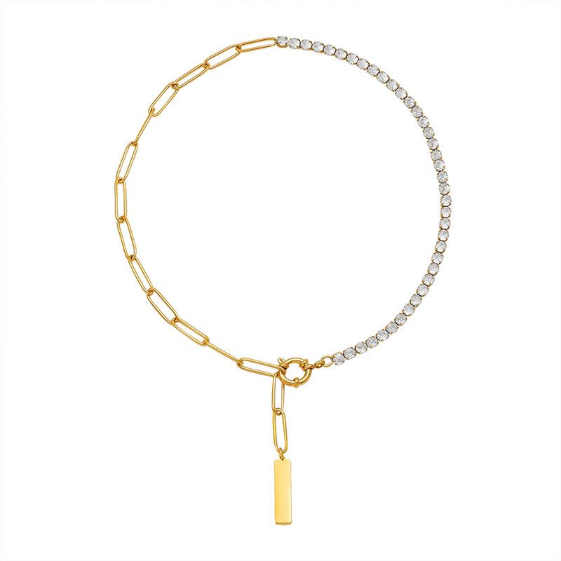 Vivian Luxe 18k Gold Plated Half Tennis Necklace