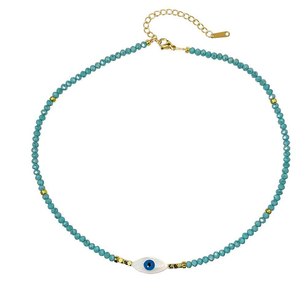 Thea Turquoise Evil Eye Boho Beaded Necklace
