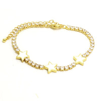 Trella Luxe 18k Gold Plated Star Tennis Bracelet