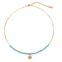 Pippa Luxe 18k Gold Plated Turquoise Beaded Boho Necklace