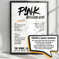 P!nk Setlist Poster - T-Mobile Center, Kansas City - October 28th, 2023