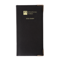 2026 Leather Portrait Pocket Diary - Week-to-View Planner- Black (PL-26)