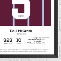 Paul McGrath Legend Stats Print
