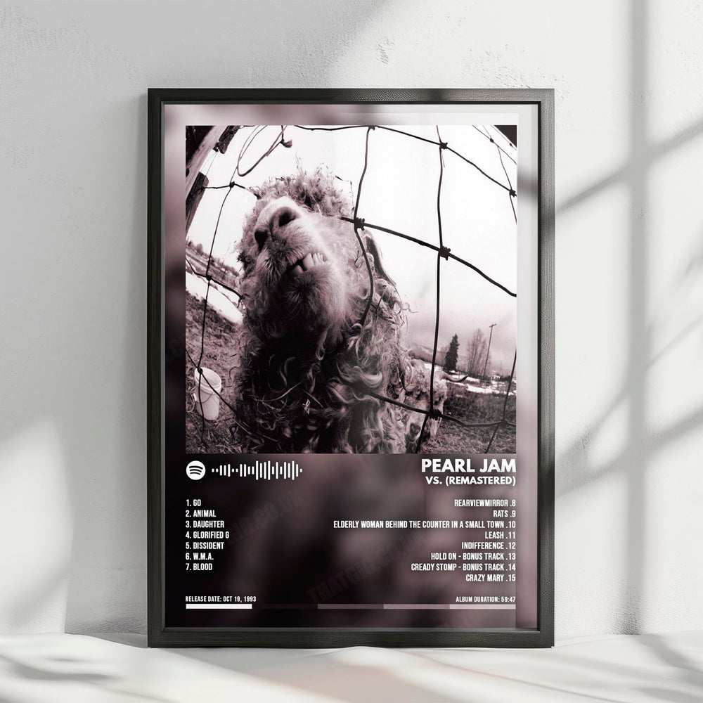 Pearl Jam "Vs." Album Cover Poster - with Complete Tracklist