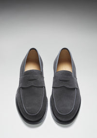 Slate Grey Suede Loafers, Welted Leather Sole