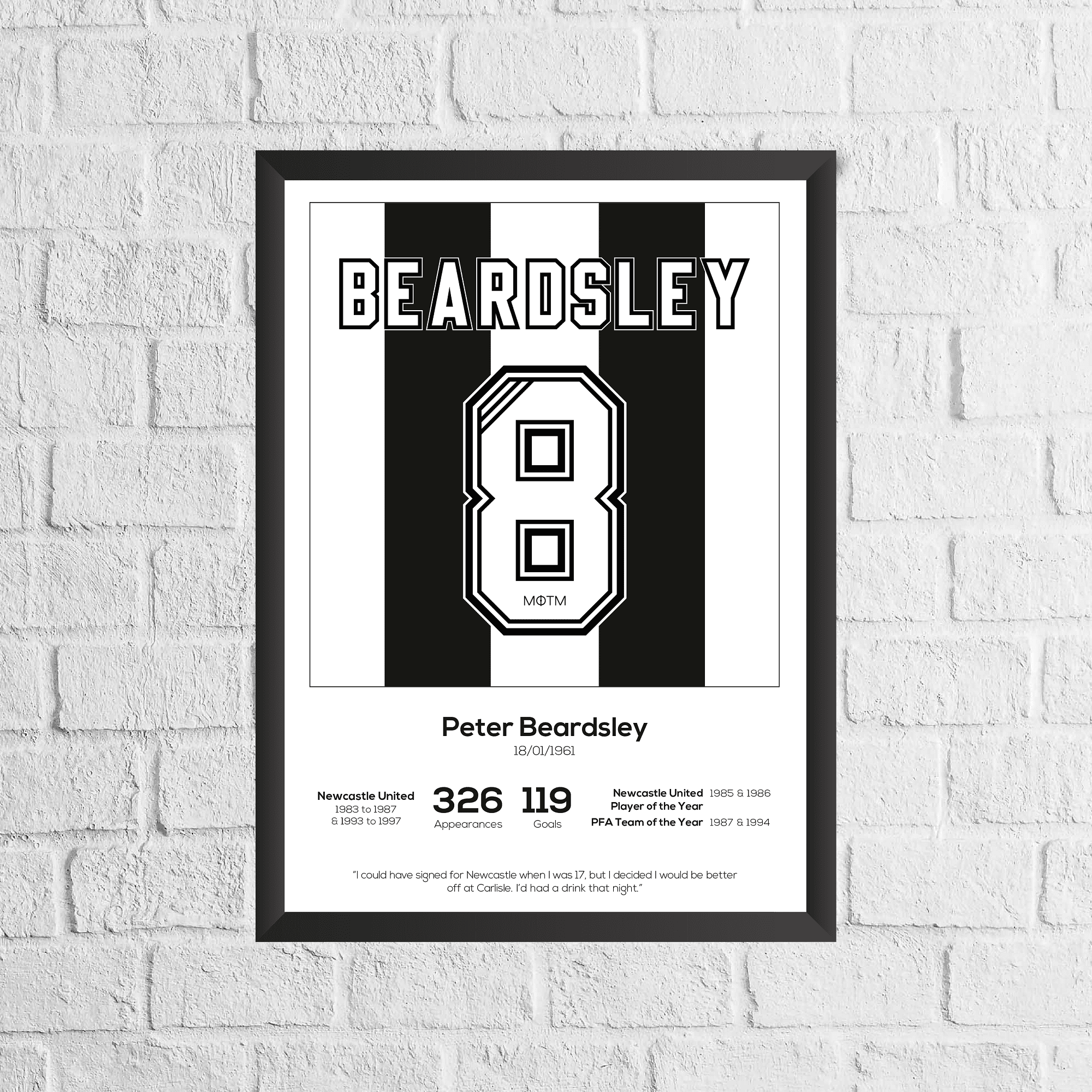 Peter Beardsley Legend Stats Print
