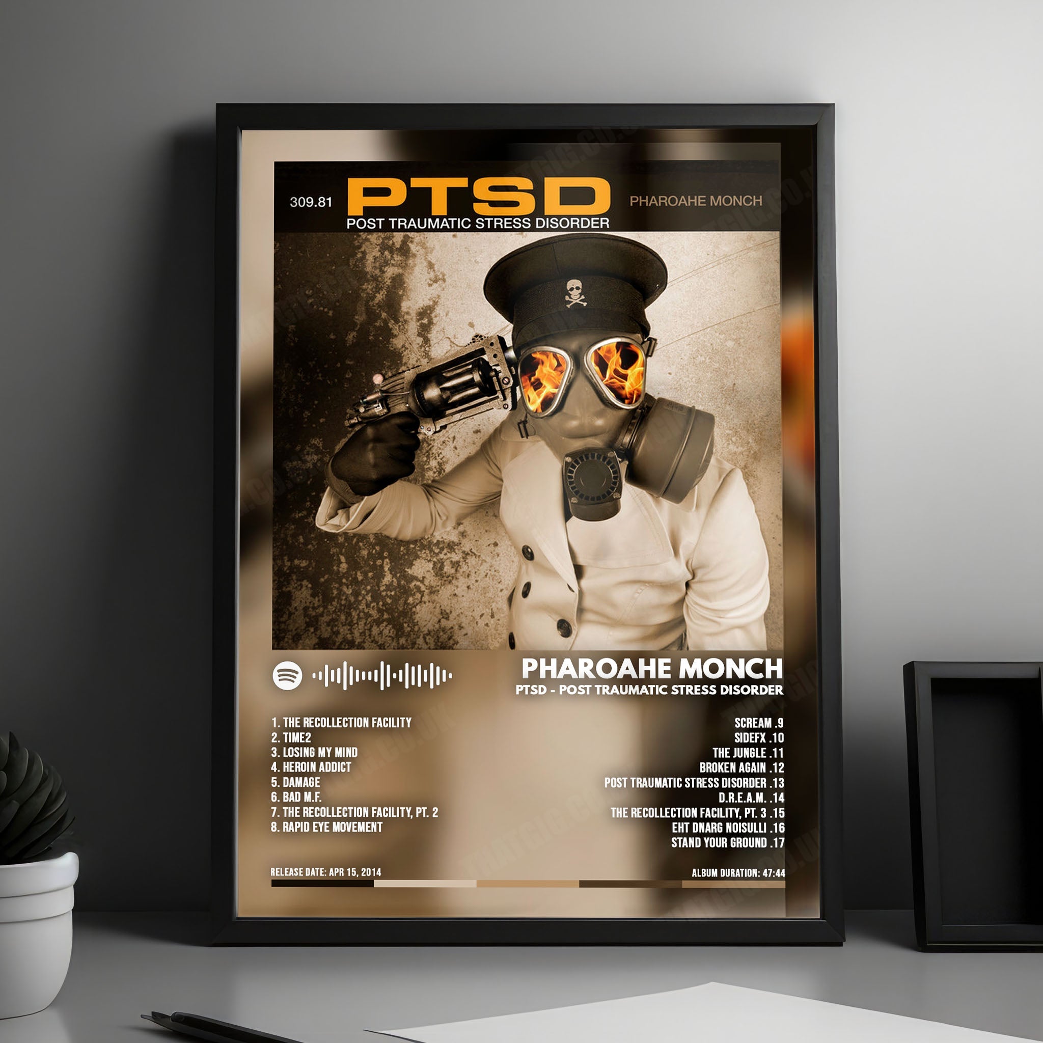 Pharoahe Monch "PTSD: Post Traumatic Stress Disorder" Album Cover Poster - with Complete Tracklist