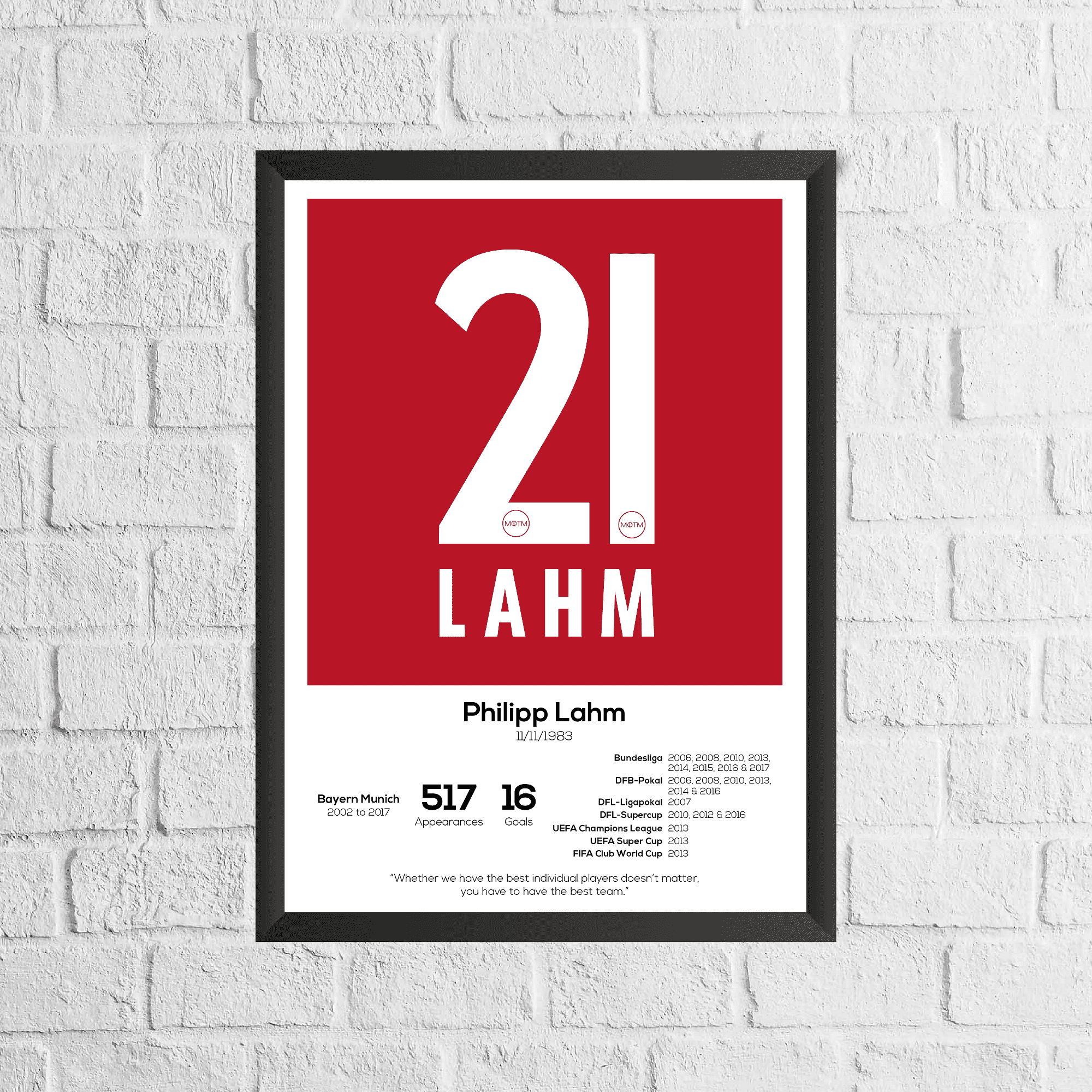 Philipp Lahm Legend Stats Print
