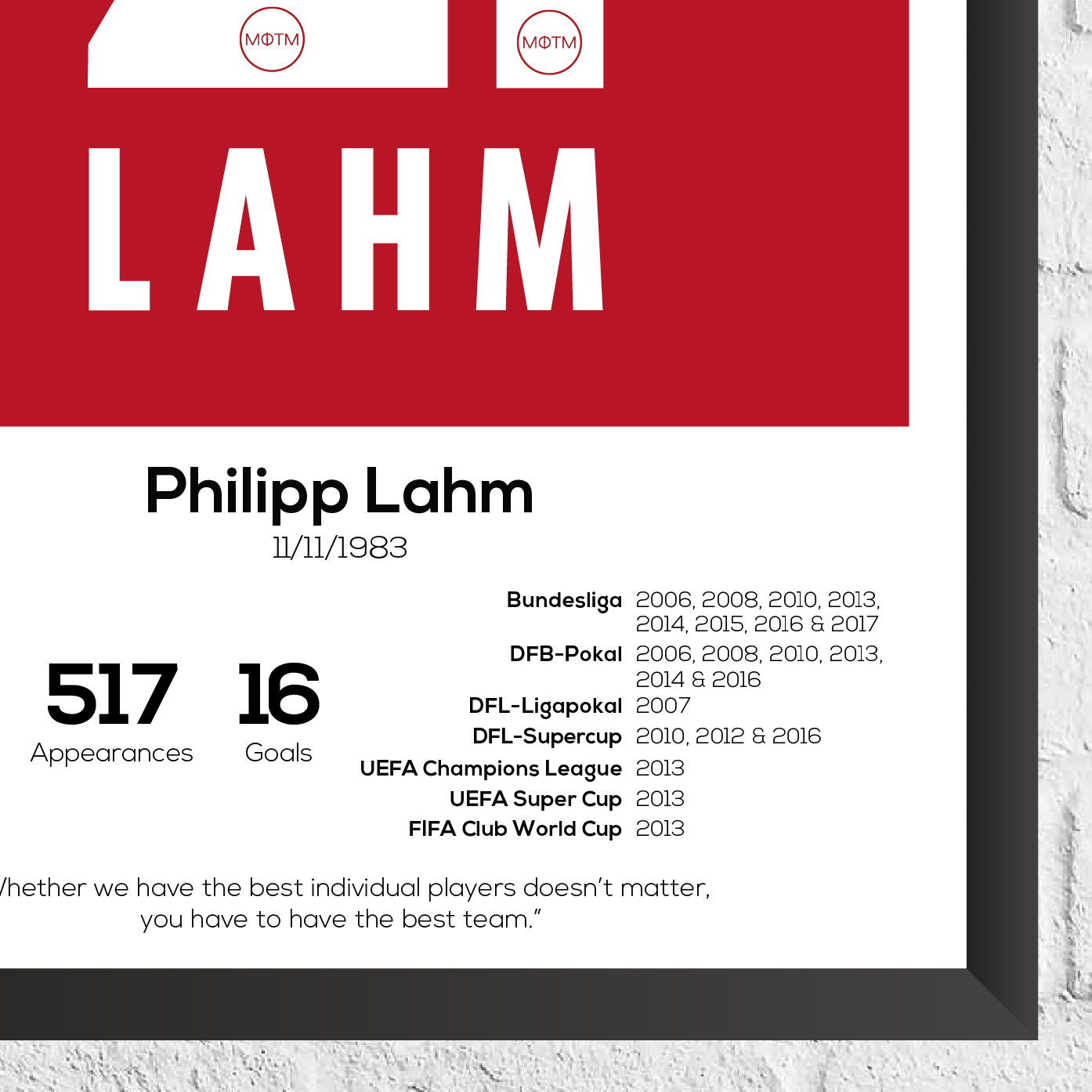 Philipp Lahm Legend Stats Print